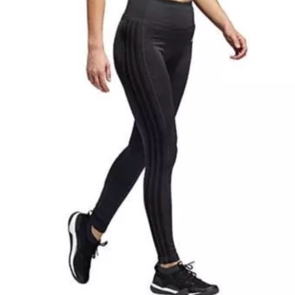 *SALE*FINAL! NWT Adidas leggings 3 stripe carbon - Picture 2 of 8
